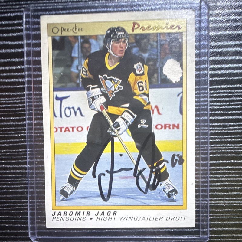 Jaromir Jagr Autographed Rookie Card - 1990-91 O-Pee-Chee Premier #50 RC